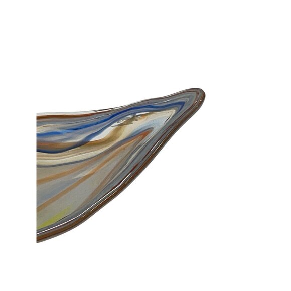 Handcrafted Sooner Art Glass Swan Sculpture Centerpiece Swirled Bowl - Picture 3 of 9